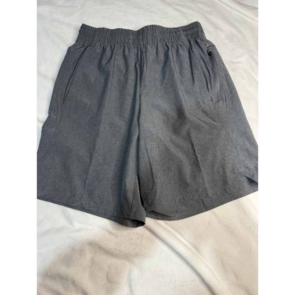 DSG Mens 8 Inch Agility Short Gray Athletic Fit Moisture Wicking Zipper Pocket